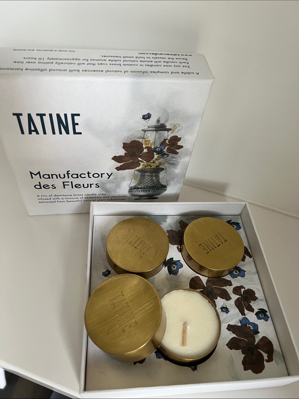 Tatine “Manufactory des Fleurs” Brass Candle Cups Set of 3